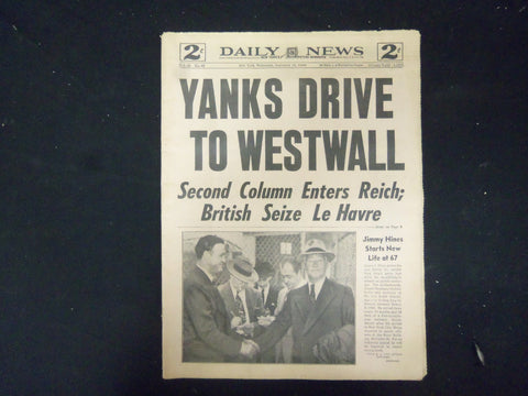 1944 SEPTEMBER 13 NEW YORK DAILY NEWS - YANKS DRIVE TO WESTWALL - NP 2170