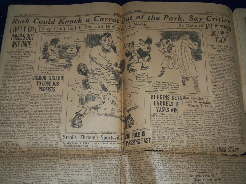 1926 JUNE 20 SAN ANTONIO SUNDAY LIGHT SPORT SECTION - CHANGED BASEBALL - NP 972Y