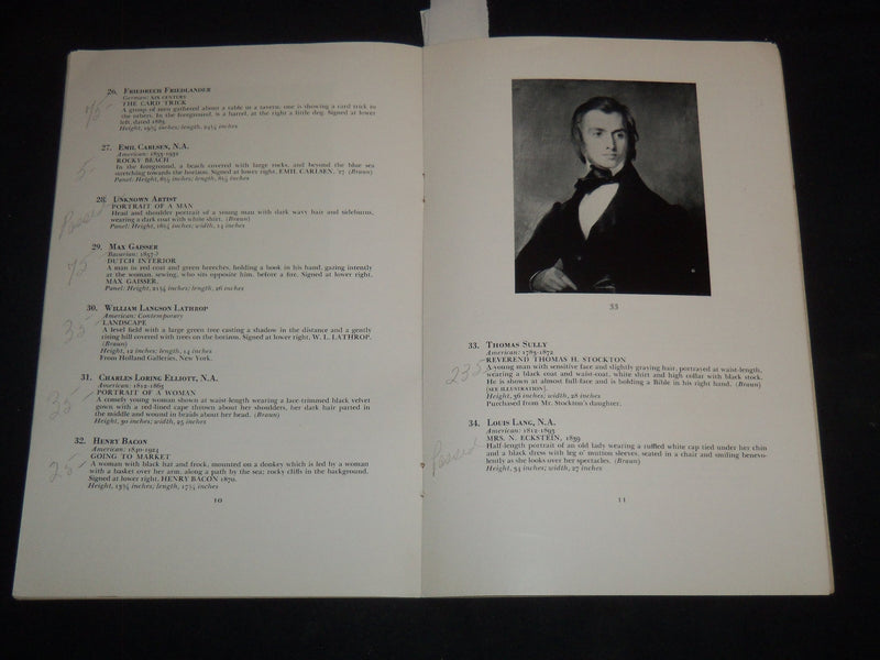 1942 XIX CENTURY PAINTINGS JOHN F. BRAUN COLLECTION PUBLIC SALE CATALOG - J 9207