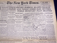 1944 APRIL 22 NEW YORK TIMES - RECORD BOMBING BLASTS COLOGNE - NT 748