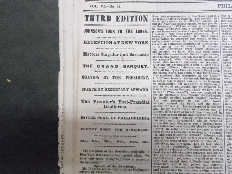 1866 THE EVENING TELEGRAPH NEWSPAPER LOT OF 11 - NICE ADVERTISEMENTS - NP 1439