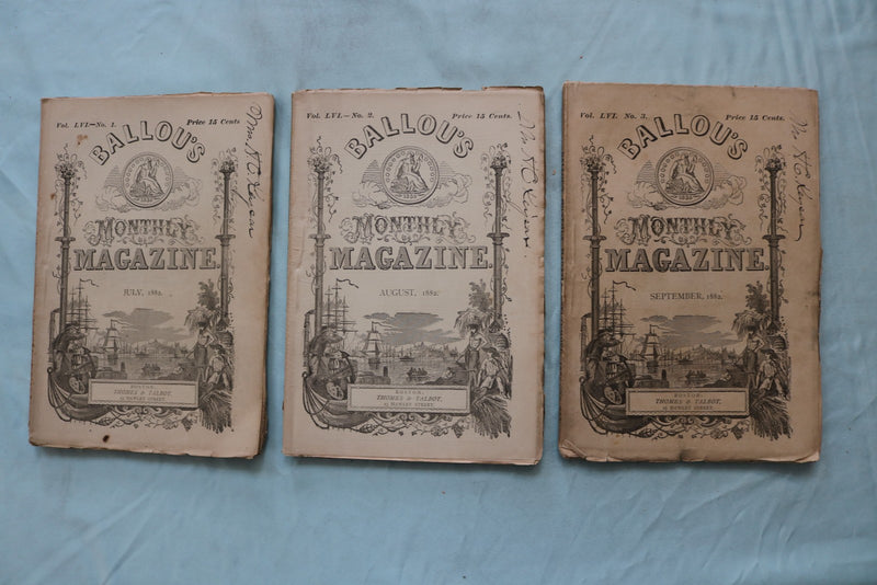 1882 BALLOU'S MONTHLY MAGAZINE - LOT OF 11 - O 3974