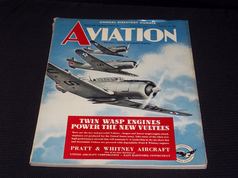 1939 FEBRUARY AVIATION MAGAZINE - TWIN WASP ENGINES FRONT COVER - E 5160