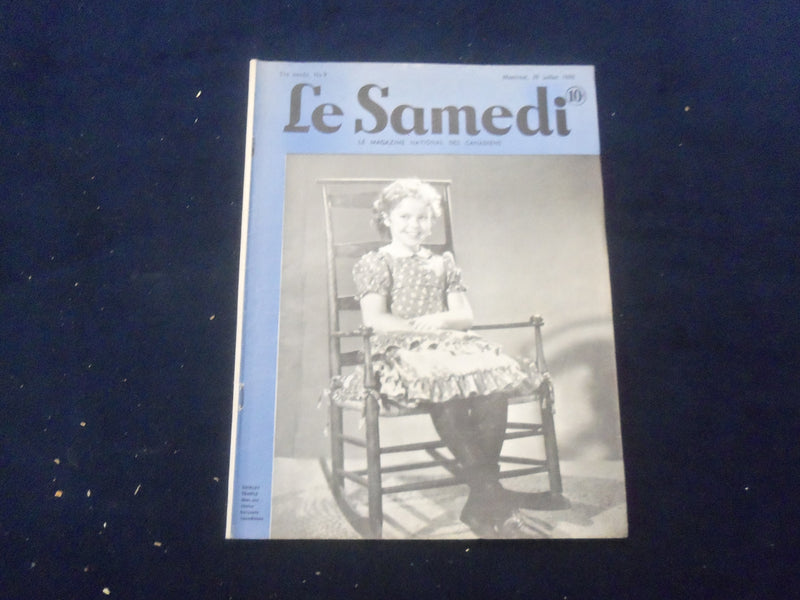 1939 JULY 29 LE SAMEDI MAGAZINE - SHIRELY TEMPLE COVER - FRENCH TEXT - B 439X