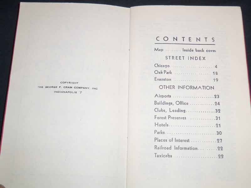 1949 CRAM'S STREET GUIDE & MAP OF CHICAGO - EVANSTON OAK PARK - J 8516