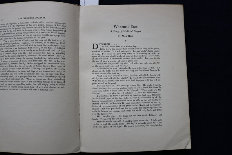 1924 APRIL-MAY THE MENORAH JOURNAL - MAX BROD - K 1602