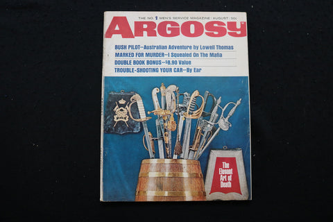 1966 AUGUST ARGOSY MAGAZINE - THE ELEGANT ART OF DEATH COVER - SP 4178P