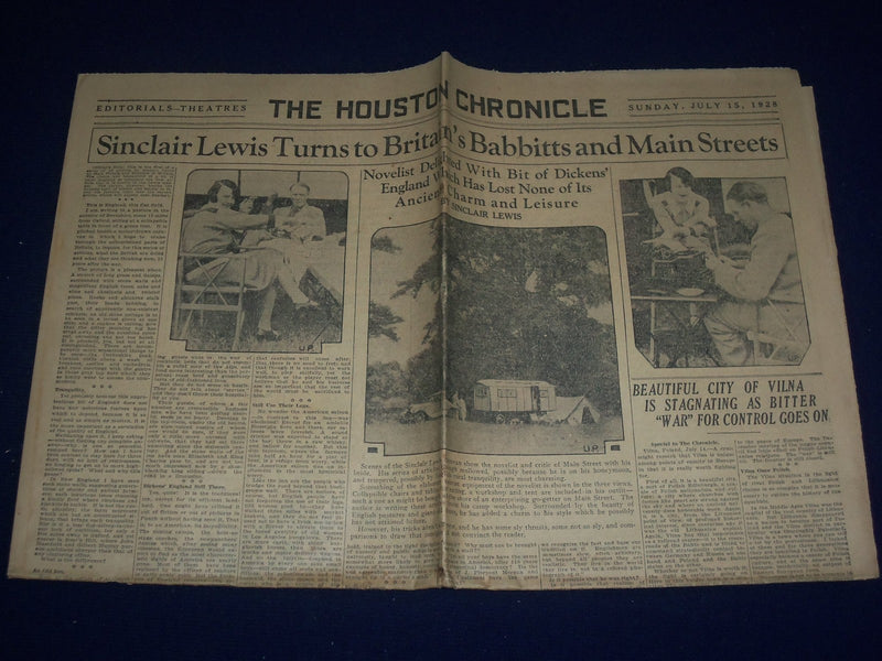1928 JULY 15 HOUSTON CHRONICLE THEATRE SECTION - SINCLAIR LEWIS - NP 972O