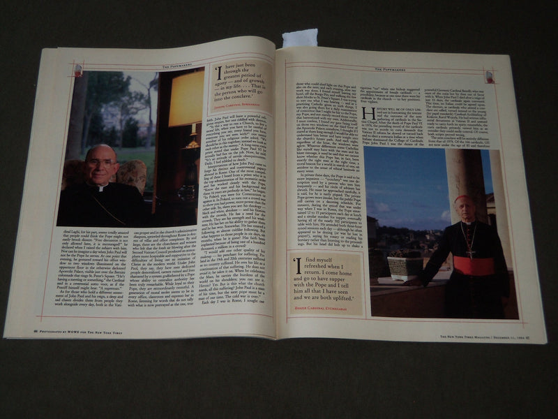 1994 DECEMBER 11 NEW YORK TIMES MAGAZINE SECTION - THIS POPE & THE NEXT - J 3128