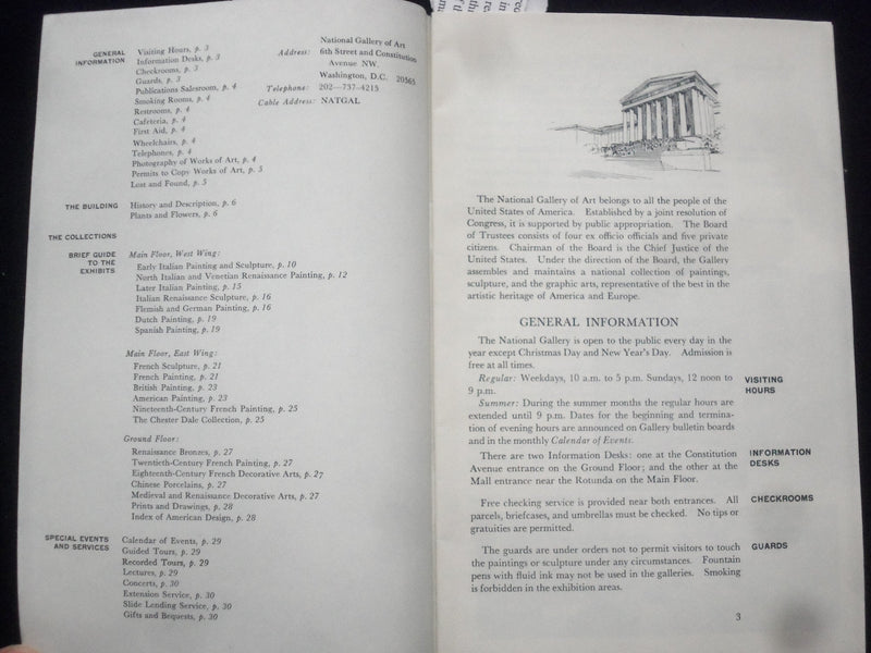 1973 A BRIEF GUIDE TO THE NATIONAL GALLERY OF ART SOFTCOVER BOOKLET - J 9640