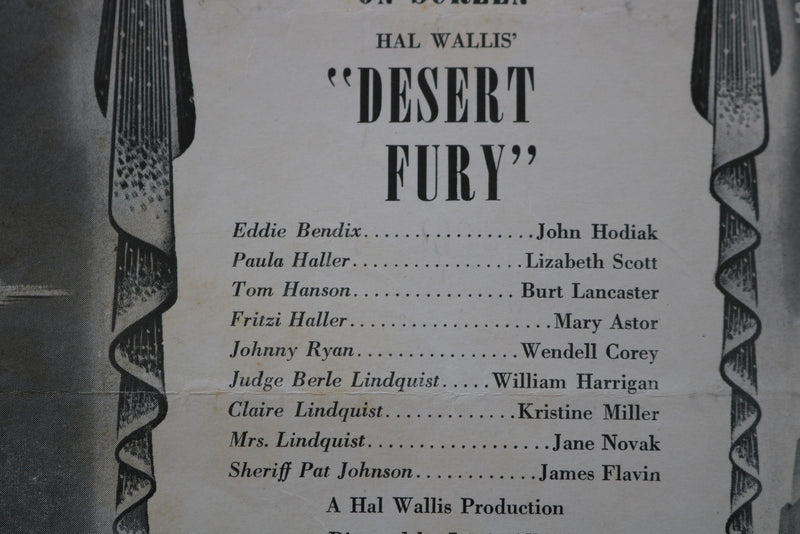 1947 DESERT FURY PROGRAM - BURT LANCASTER - DESI ARNAZ - K 1875