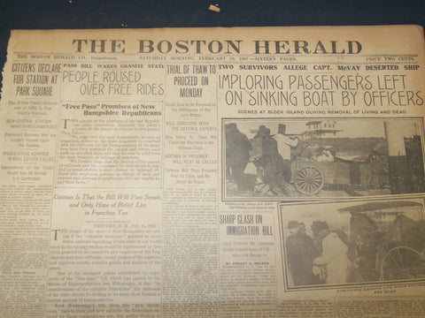 1907 FEBRUARY 16 THE BOSTON HERALD - TRIAL OF THAW TO PROCEED ON MONDAY - BH 41