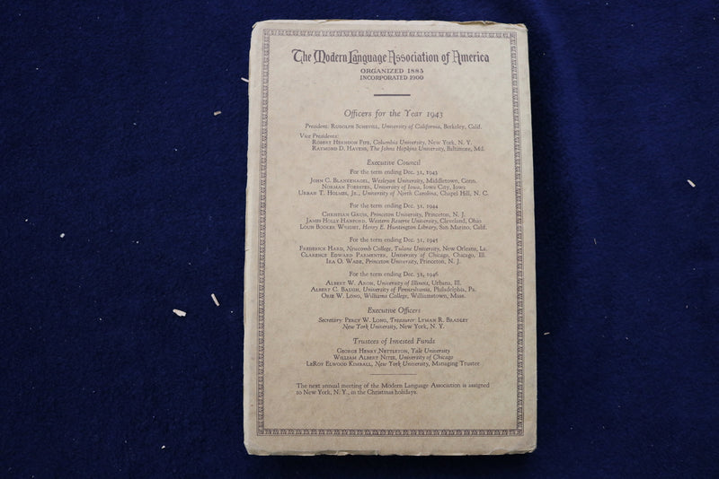 1943 PUBLICATIONS OF THE MODERN LANGUAGE ASSOC. OF AMERICA(PMLA)-LOT OF 3-O 3431
