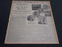 1921 DEC 4 NY TIMES SPECIAL FEATURES - WILSON AS A HUMAN BEING - NT 7073