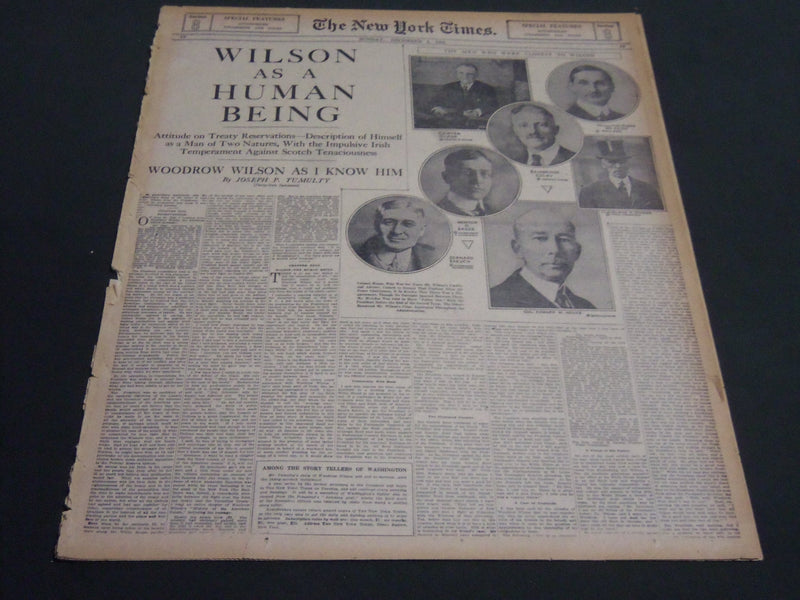 1921 DEC 4 NY TIMES SPECIAL FEATURES - WILSON AS A HUMAN BEING - NT 7073