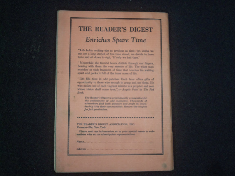 1929 FEBRUARY THE READER'S DIGEST SOFTCOVER BOOK-NUMBER 82-ORANGE COVERS- J 9925