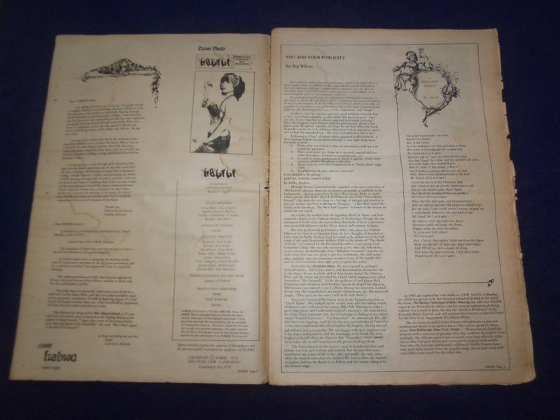 1978 HABIBI NEWSPAPER - VOLUME 4, NUMBER 9- MIDDLE EASTERN DANCE/MUSIC- NP 6865