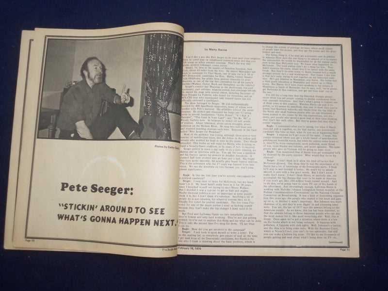1976 FEBRUARY 18 BUGLE AMERICAN MAGAZINE - PETE SEEGER INTERVIEW - J 9434