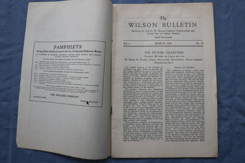 1917-1920 THE WILSON BULLETIN - THE SCHOOL LIBRARY NUMBER - LOT OF 4 - K 2966