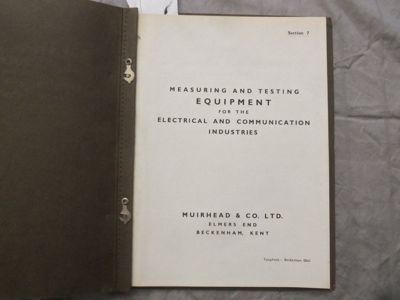 1935 MUIRHEAD & CO. LTD EQUIPMENT CATALOG - PUBLISHED IN UNITED KINGDOM - K 258