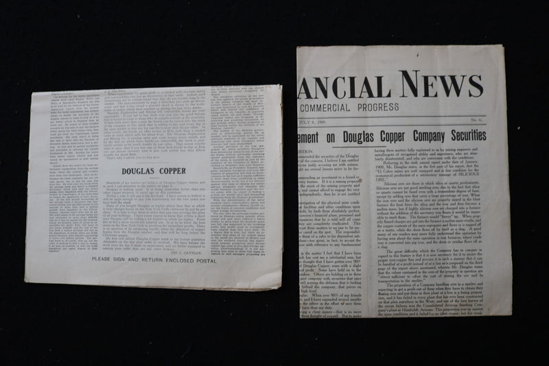 1908-1909 GAVIGAN'S FINANCIAL NEWS NEWSPAPER - LOT OF 2 - K 2947