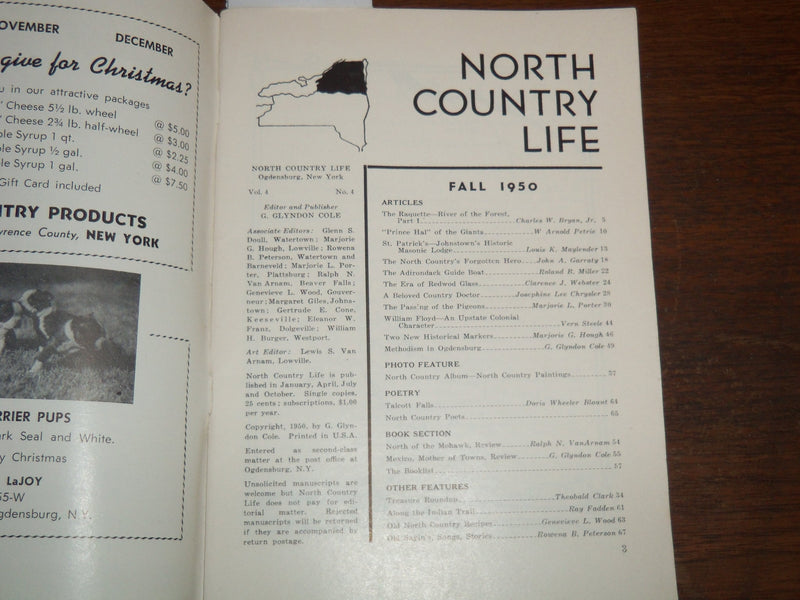 1883 FALL NORTH COUNTRY LIFE DIGEST MAGAZINE -NEW YORK - HAL SCHUMACHER - K 1271