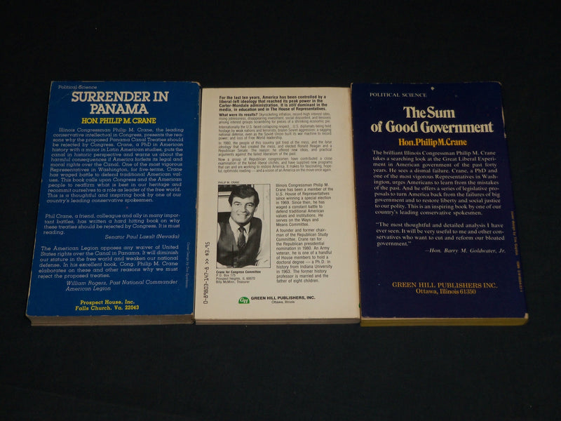 1977-1984 CONGRESSMAN PHILIP M. CRANE BOOK LOT OF 3 - ALL INSCRIBED - D 473