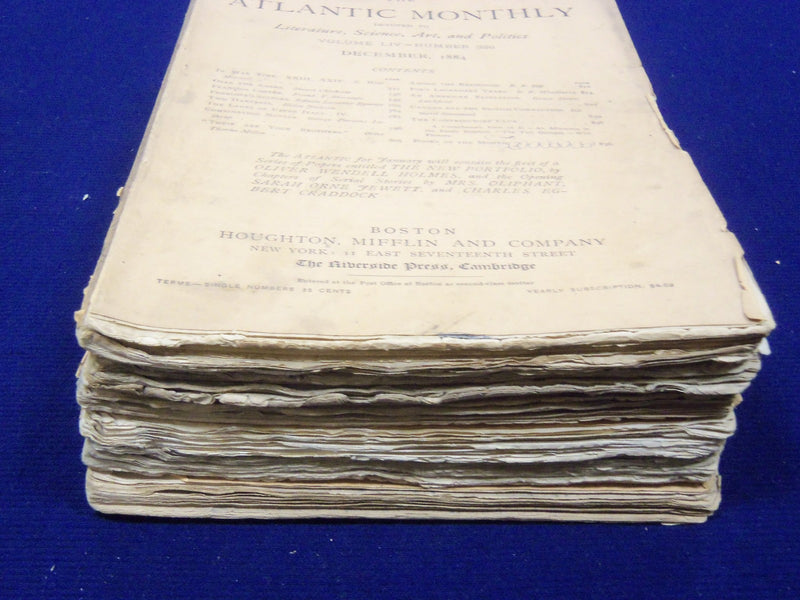 1884 THE ATLANTIC MONTHLY MAGAZINE LOT OF 6 ISSUES - PARKMAN - MITCHELL - WR 315