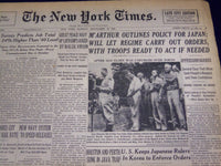 1945 SEPT 10 NEW YORK TIMES - M'ARTHUR WILL LET REGIME CARRY OUT ORDERS - NT 506
