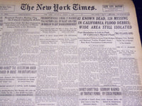 1938 MARCH 5 NEW YORK TIMES - 82 KNOWN DEAD IN CALIFORNIA FLOOD - NT 2849