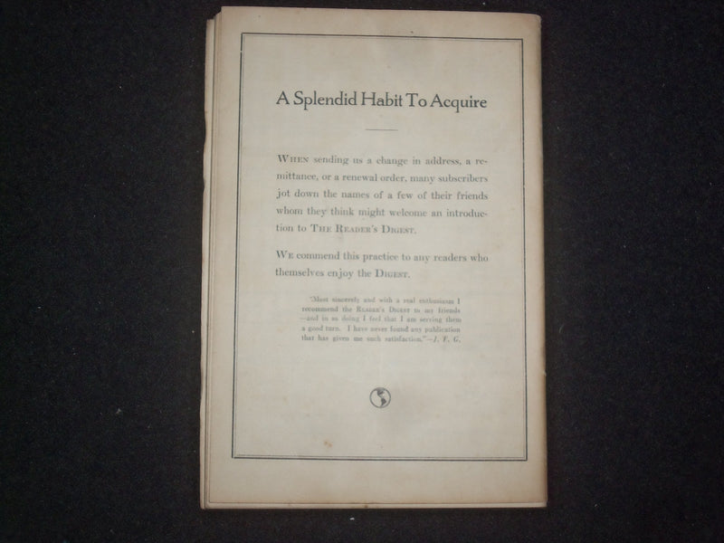 1924 OCTOBER THE READER'S DIGEST SOFTCOVER BOOK - NUMBER 30 - J 9909
