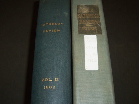 1862 SATURDAY REVIEW 2 BOUND VOLUMES - COMPLETE YR- PUBLISHED IN LONDON - R 1084