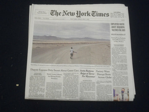 2021 MAY 7 NEW YORK TIMES - EMPLOYERS WAVER ABOUT REQUIRING VACCINES FOR JOBS