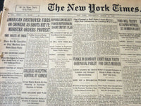 1927 MARCH 16 NEW YORK TIMES - AMERICAN DESTROYER FIRES ON CHINESE - NT 6398