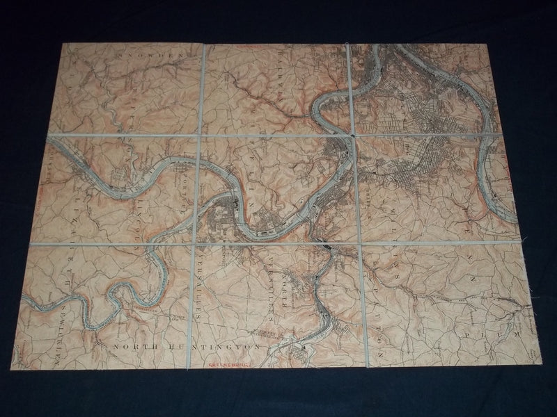 1800'S-1900'S PITTSBURG QUADRANGLE LINEN BACKED MAP - J 5584