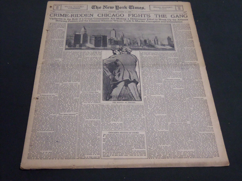 1928 AUG 5 NY TIMES SPECIAL FEATURES - CRIME RIDDEN CHICAGO FIGHTS GANG- NT 7075