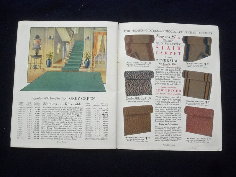 1930 OLSON DUO-VELVETY RUGS CATALOG - SOFTCOVER - J 9643