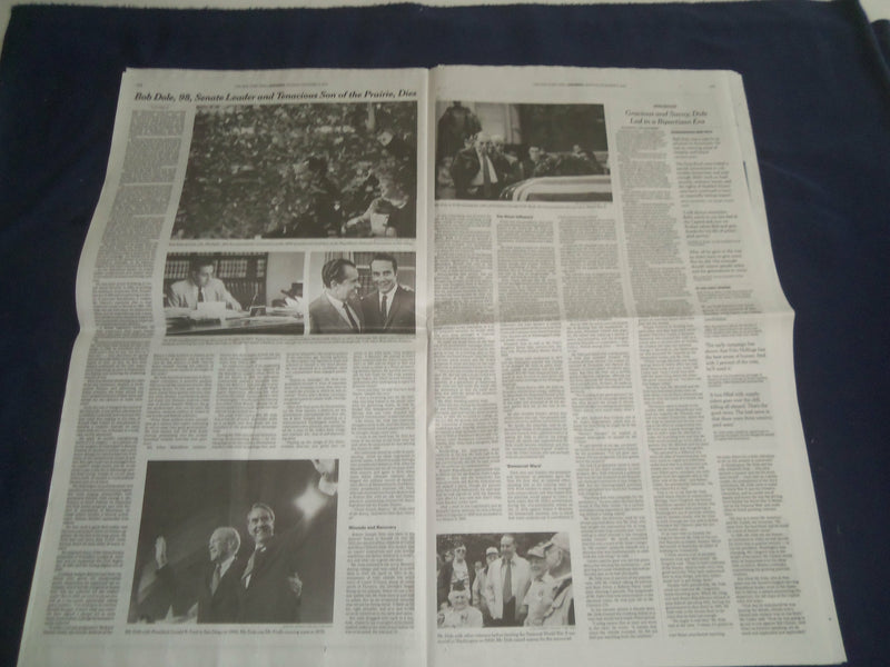 2021 DECEMBER 6 NEW YORK TIMES - BOB DOLE DIED (1923-2021)