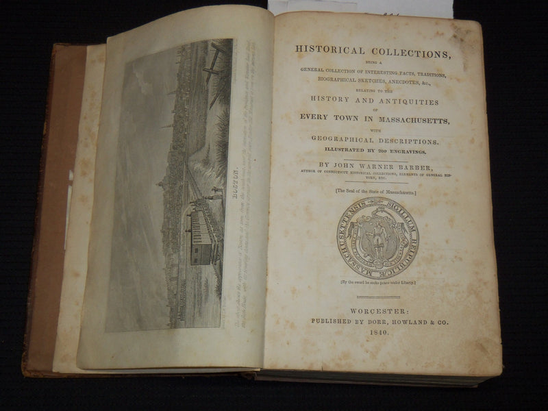 1840 HISTORICAL COLLECTIONS EVERY TOWN IN MASSACHUSETTS VOLUME - KD 4065C