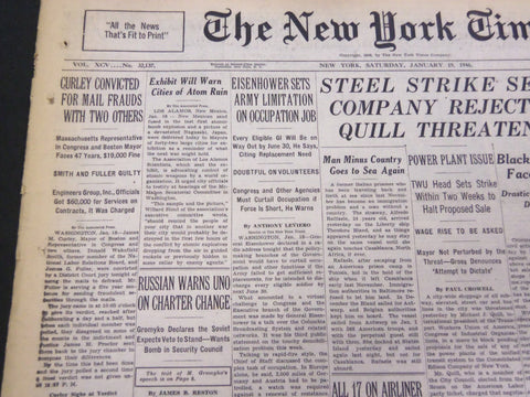 1946 JANUARY 19 NEW YORK TIMES - CURLEY CONVICTED OF MAIL FRAUD - NT 4244