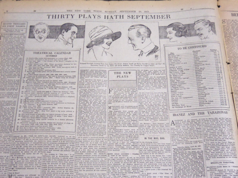 1919 SEPT 28 NY TIMES DRAMA SECTION - CHANCES OF PEACE TREATY SENATE - NT 7099