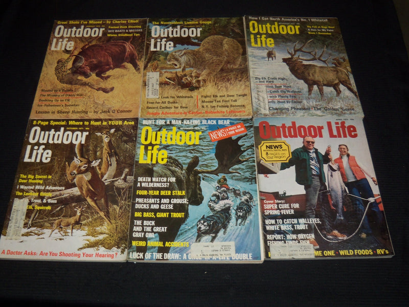 1971-1976 OUTDOOR LIFE MAGAZINES LOT OF 10 ISSUES - NICE COVERS - WR 104P