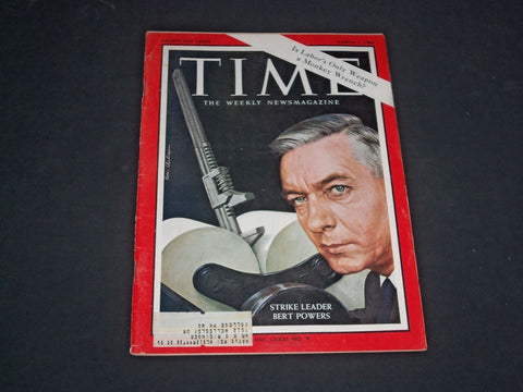 1963 MARCH 1 TIME MAGAZINE - BERTRAM A. POWERS, STRIKE LEADER - T 1918