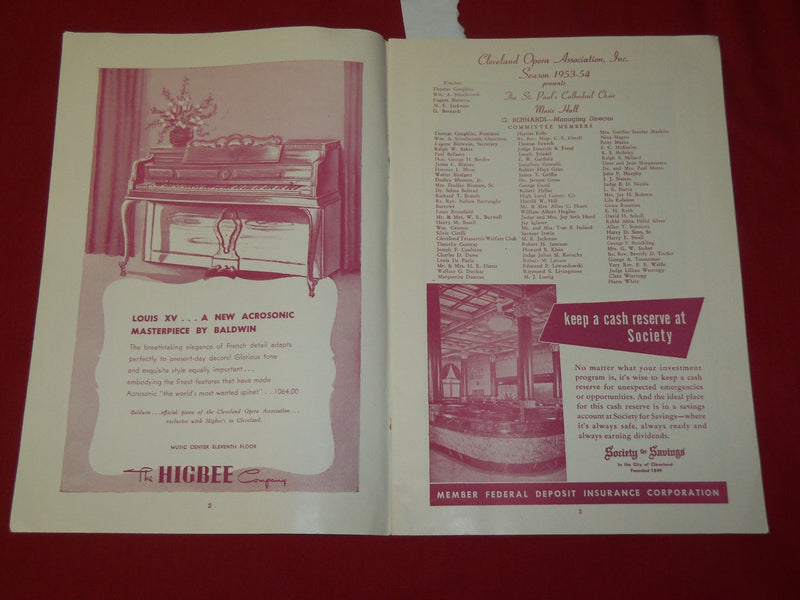 1953-1960 CLEVELAND OPERA ASSOCIATION PROGRAM LOT OF 3 - O 1098G