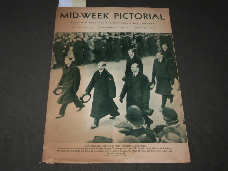 1936 FEBRUARY 8 MID-WEEK PICTORIAL MAGAZINE SECTION - KING EDWARD VIII - J 3196
