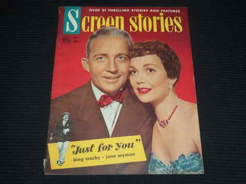 1952 AUGUST SCREEN STORIES MAGAZINE - BING CROSBY & JANE WYMAN COVER - E 12311