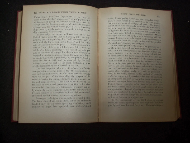 1911 OCEAN AND INLAND WATER TRANSPORTATION HARDCOVER BOOK BY E. JOHNSON- KD 9213