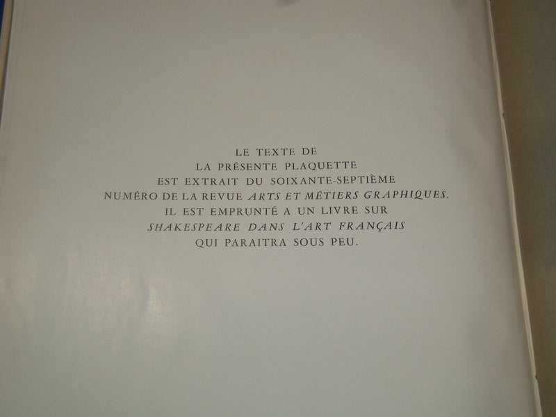1939 SIMON MILLNER LES ILLUSTRATEURS FRANCAIS DE SHAKESPEARE VOLUME - KD 3806B