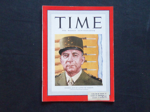 1949 AUGUST 1 TIME MAGAZINE - GENERAL JEAN DE LATTRE DE TASSSIGNY - T 1185