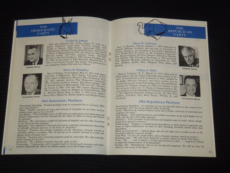 1964 PRESIDENTIAL ELECTIONS FACTS AND FIGURES PAST AND PRESENT BOOK - J 7340
